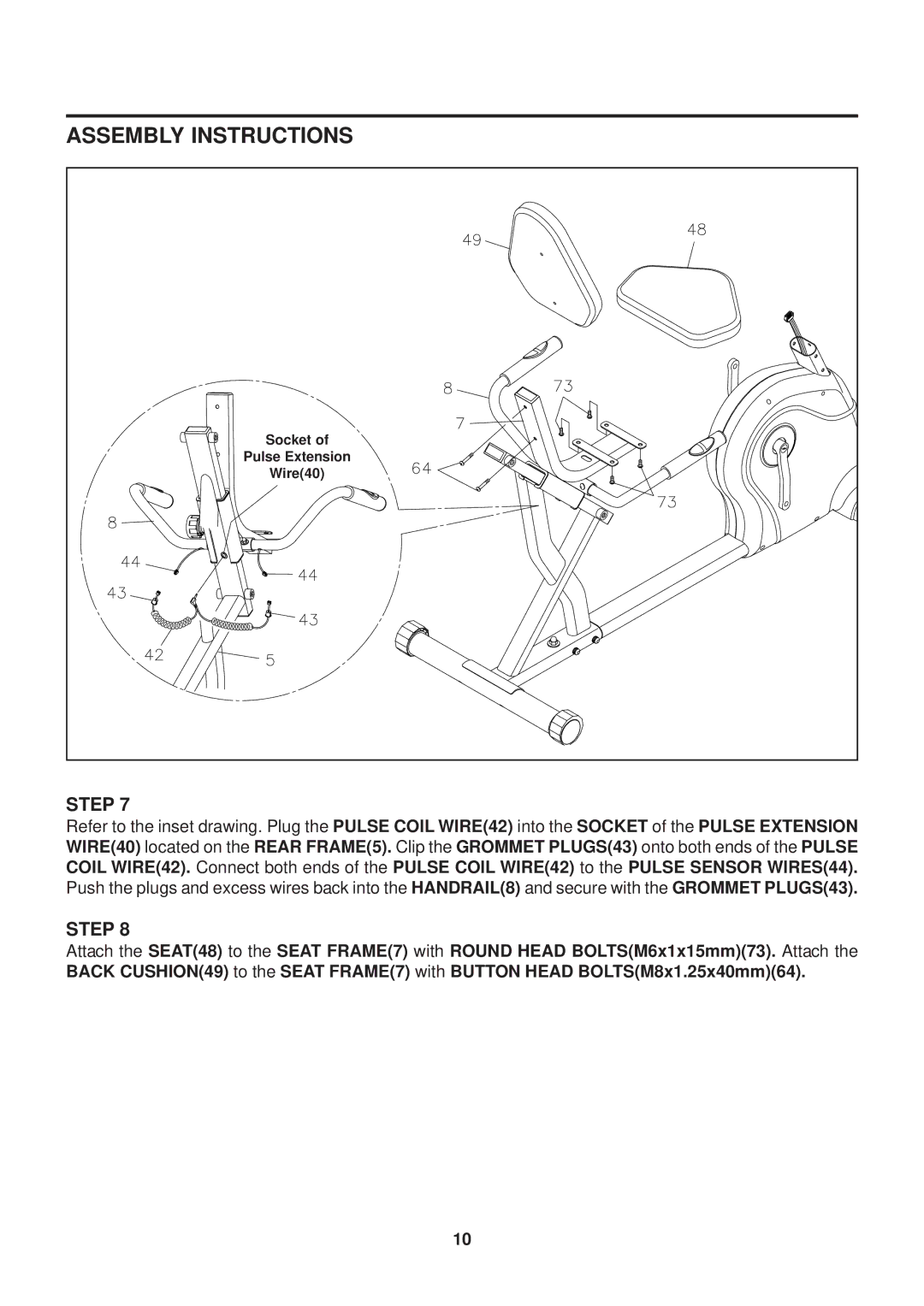 Stamina Products 7100 owner manual Socket 