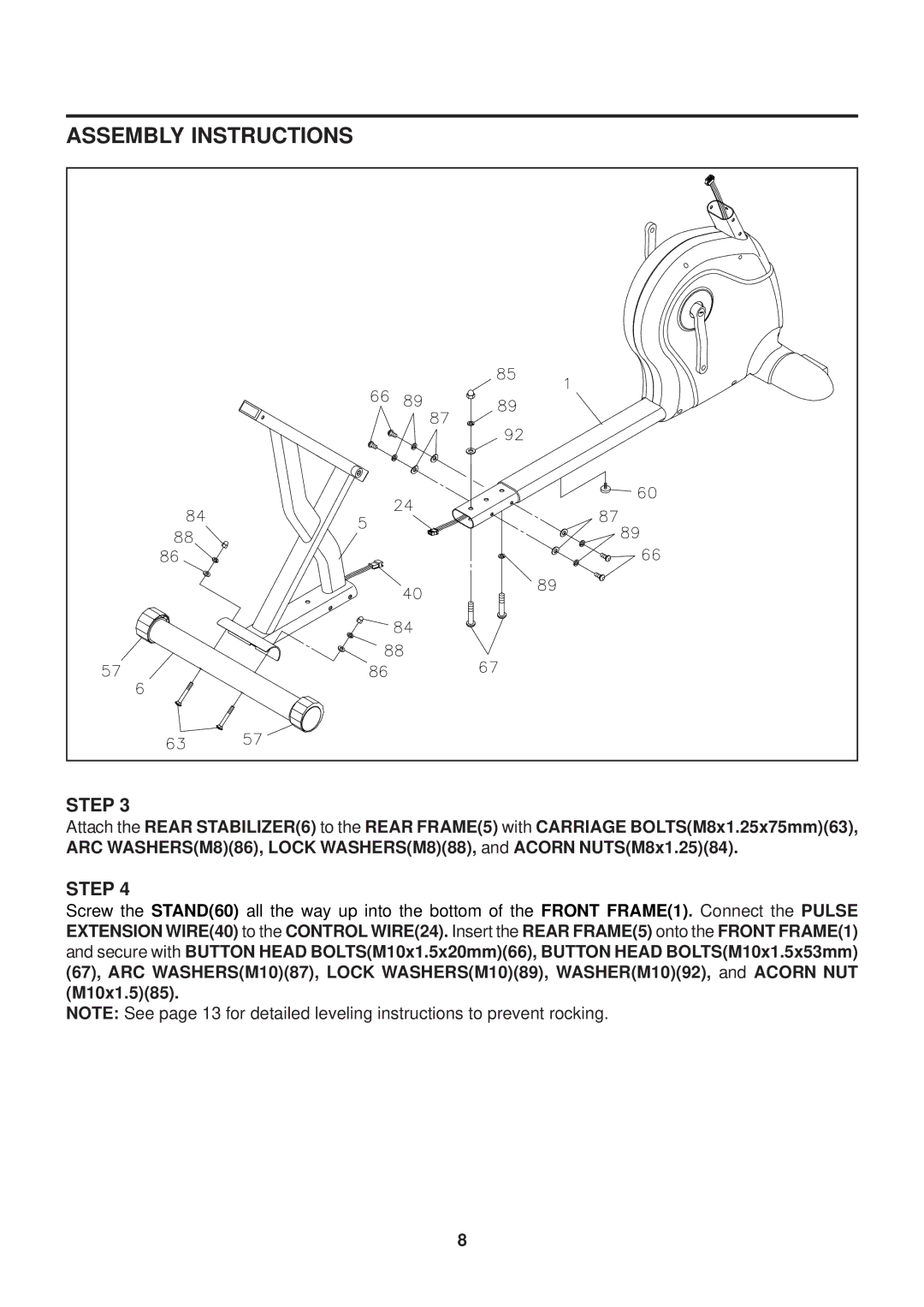 Stamina Products 7100 owner manual Assembly Instructions 