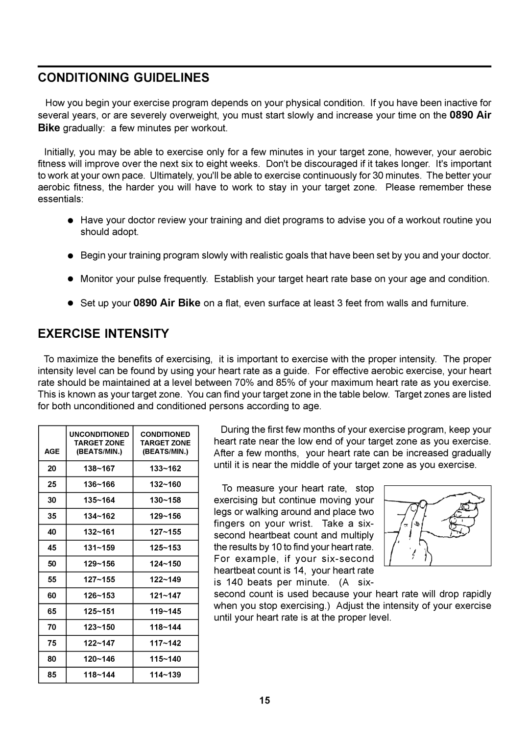 Stamina Products 890 owner manual Conditioning Guidelines, Exercise Intensity 