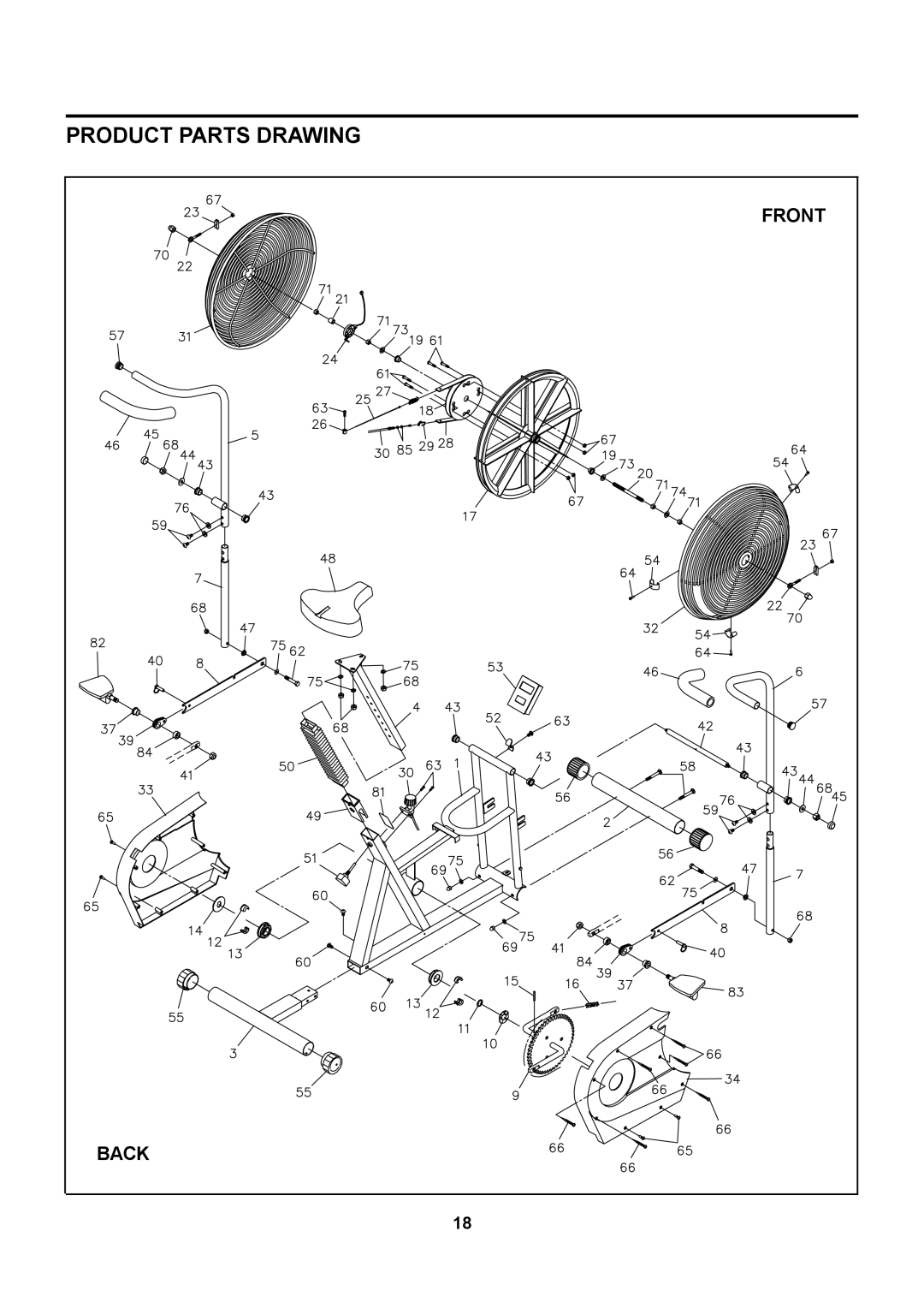 Stamina Products 890 owner manual Product Parts Drawing, Front 