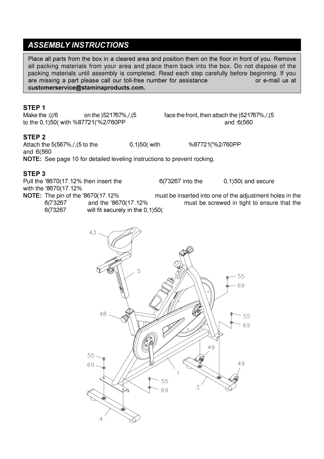 Stamina Products 15-9300 owner manual Assembly Instructions, Step 