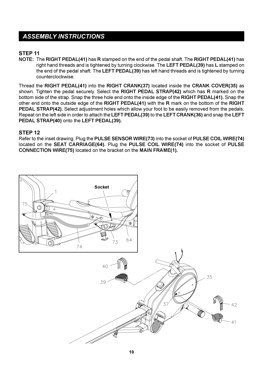 Stamina Products A150-335 owner manual Socket 