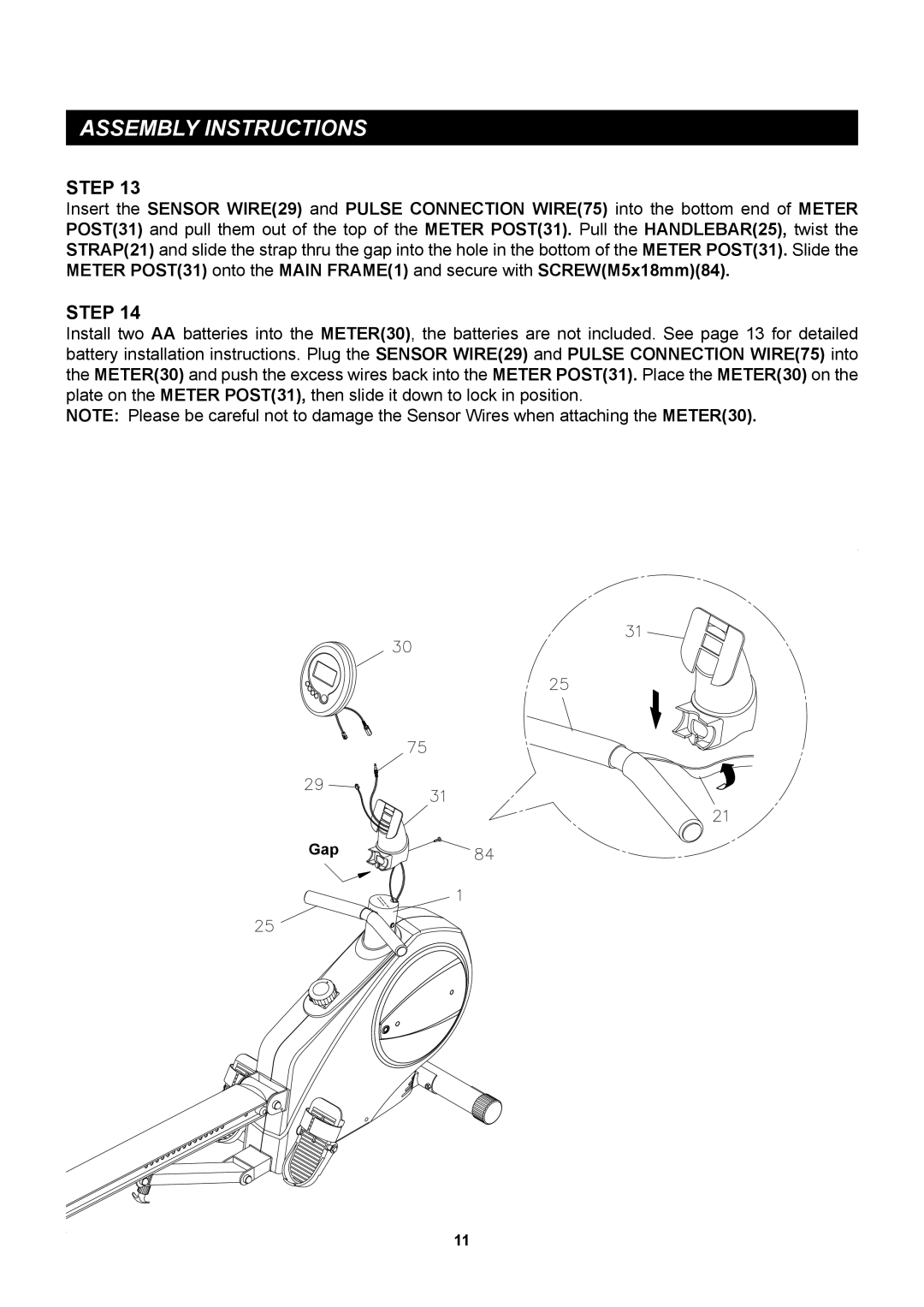 Stamina Products A150-335 owner manual Gap 