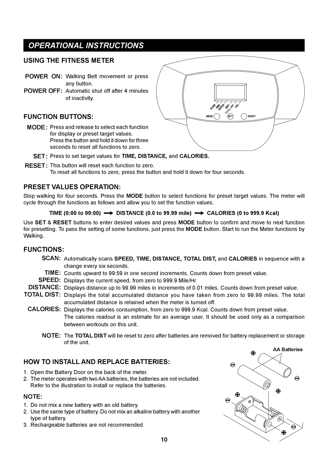 Stamina Products A450-255 owner manual Operational Instructions 