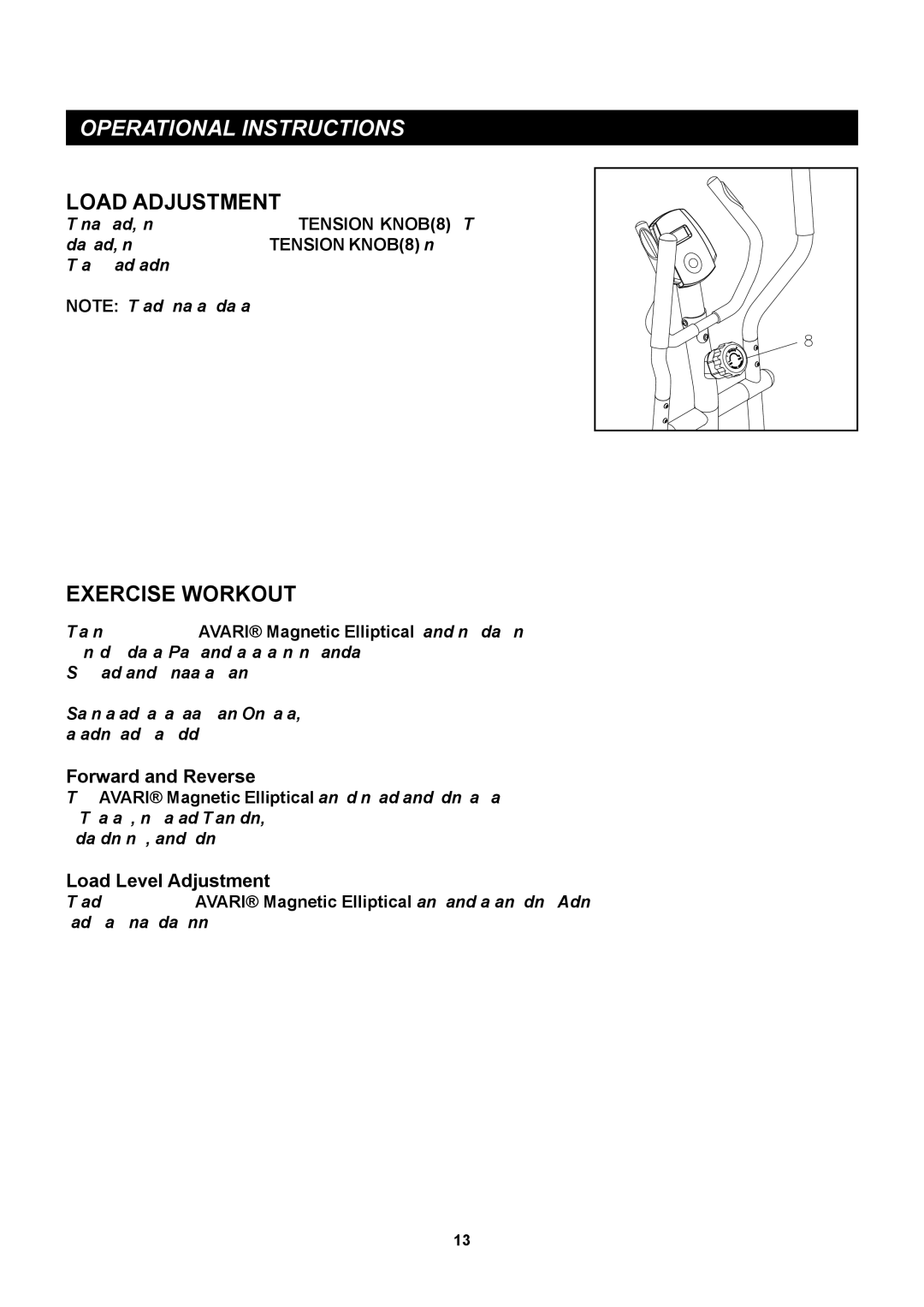 Stamina Products A550-090 owner manual Operational Instructions, Load Adjustment 