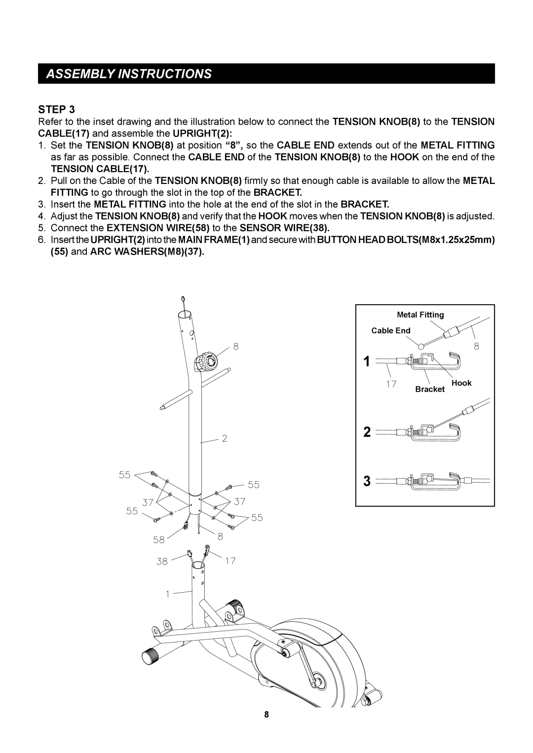 Stamina Products A550-090 owner manual Tension CABLE17 