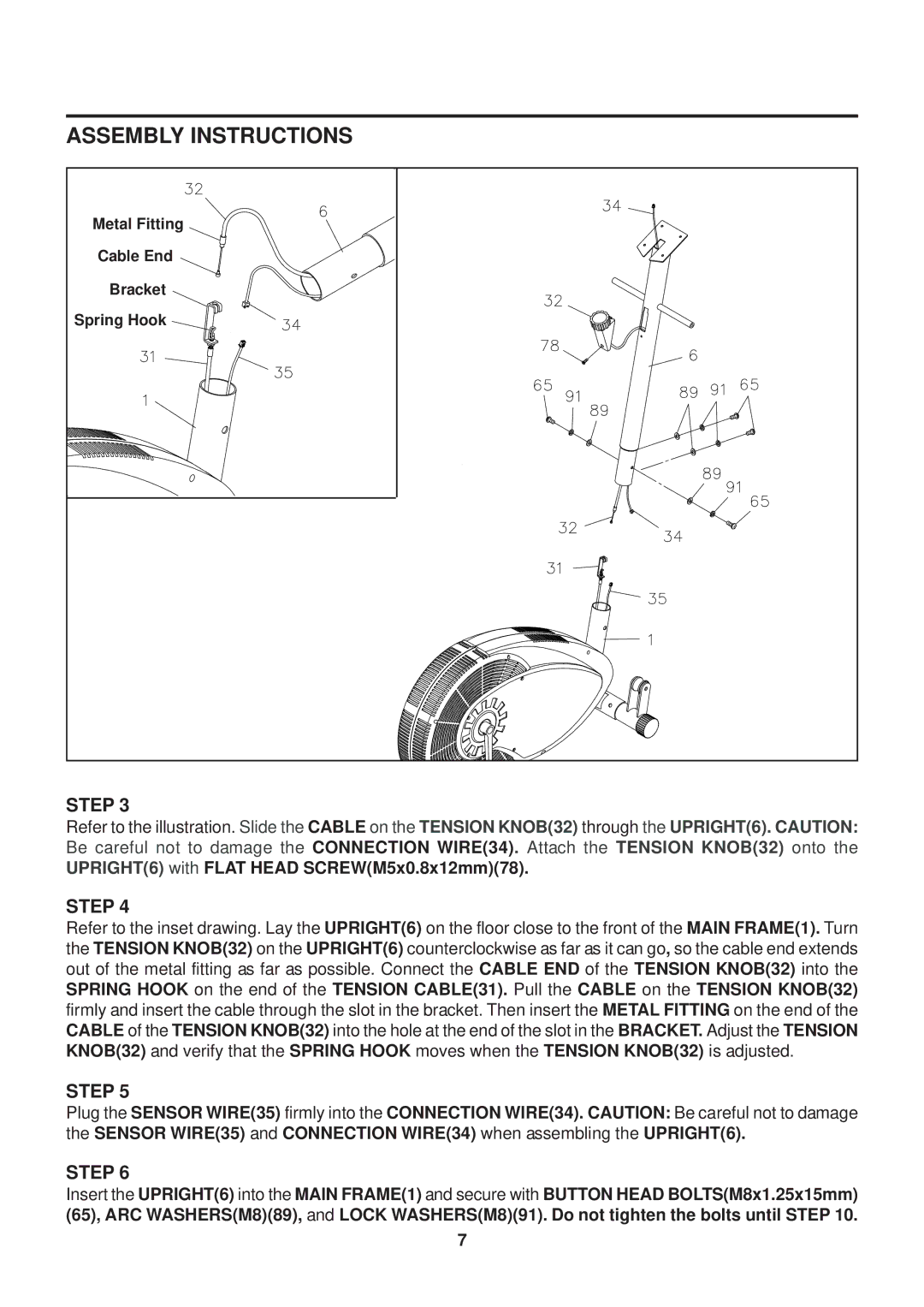 Stamina Products CT2.0 owner manual Metal Fitting 