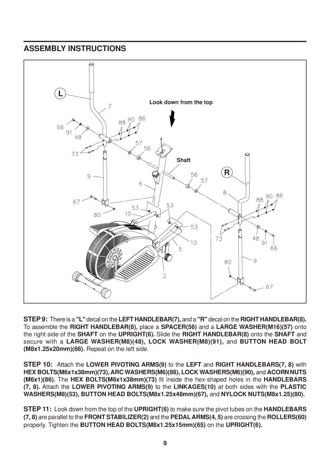 Stamina Products CT2.0 owner manual Look down from the top 