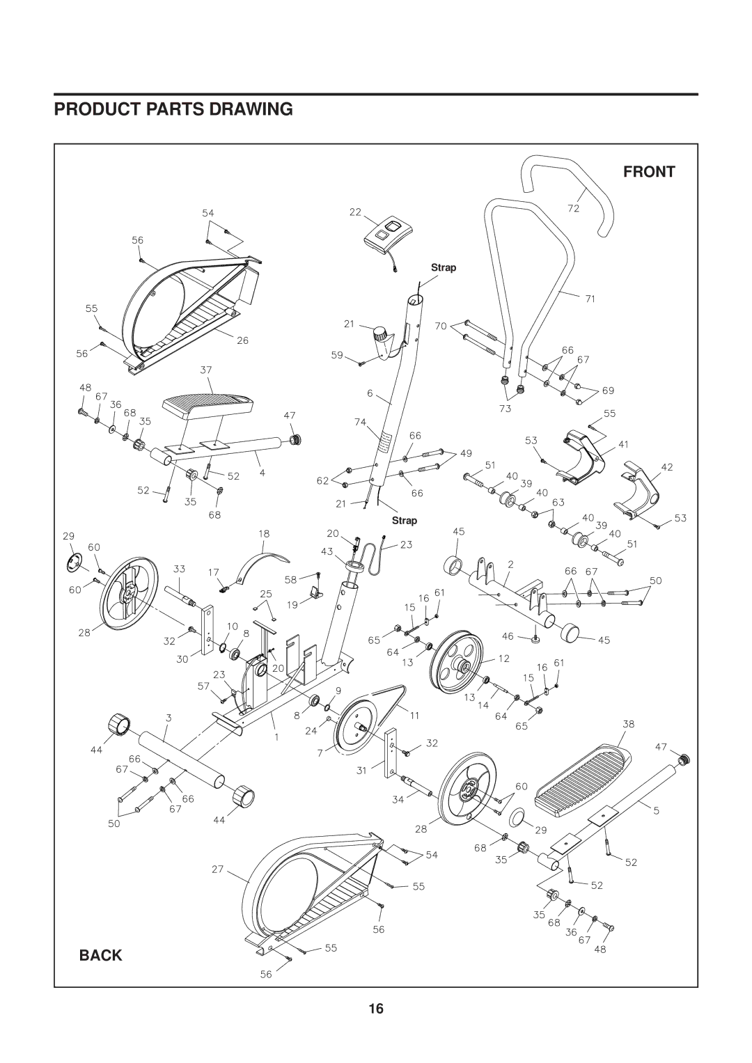 Stamina Products E100 owner manual Product Parts Drawing 