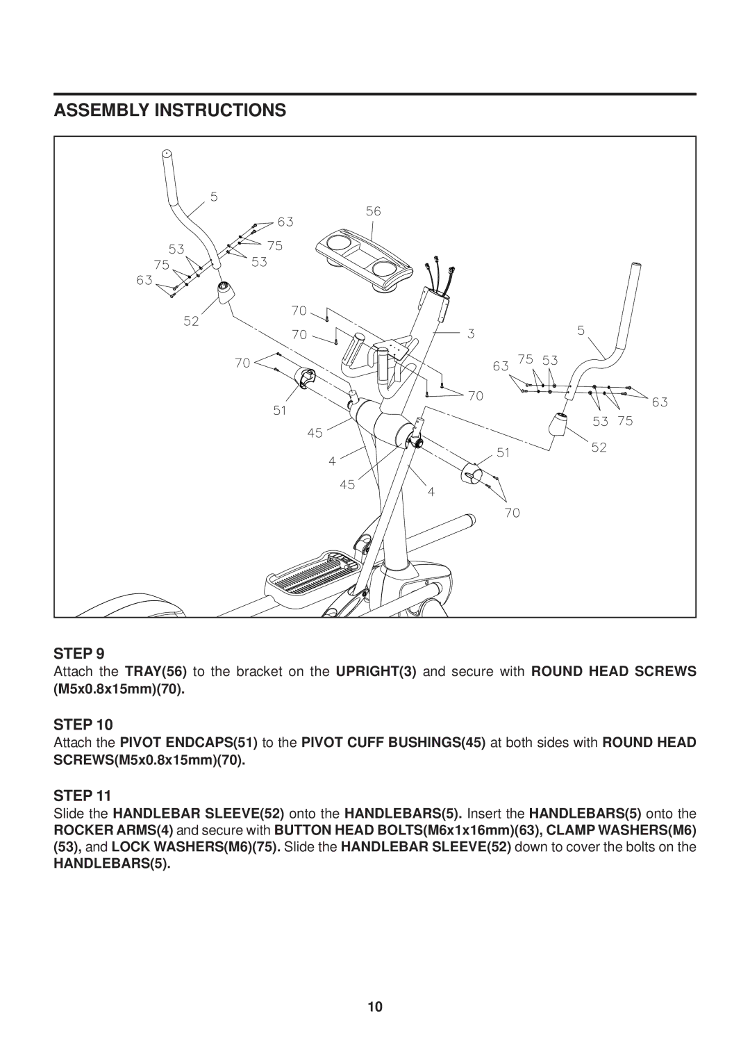 Stamina Products GX 8 owner manual HANDLEBARS5 