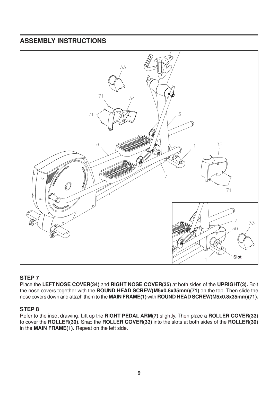 Stamina Products GX 8 owner manual Slot 