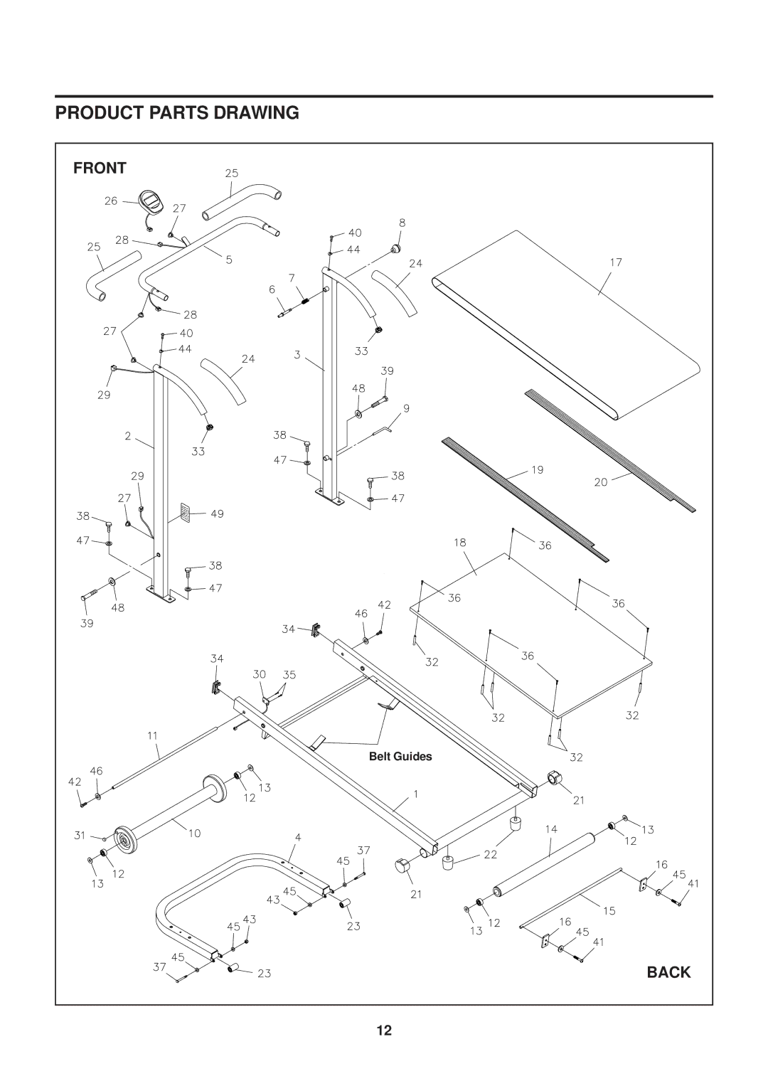 Stamina Products Inmotions owner manual Product Parts Drawing, Back 