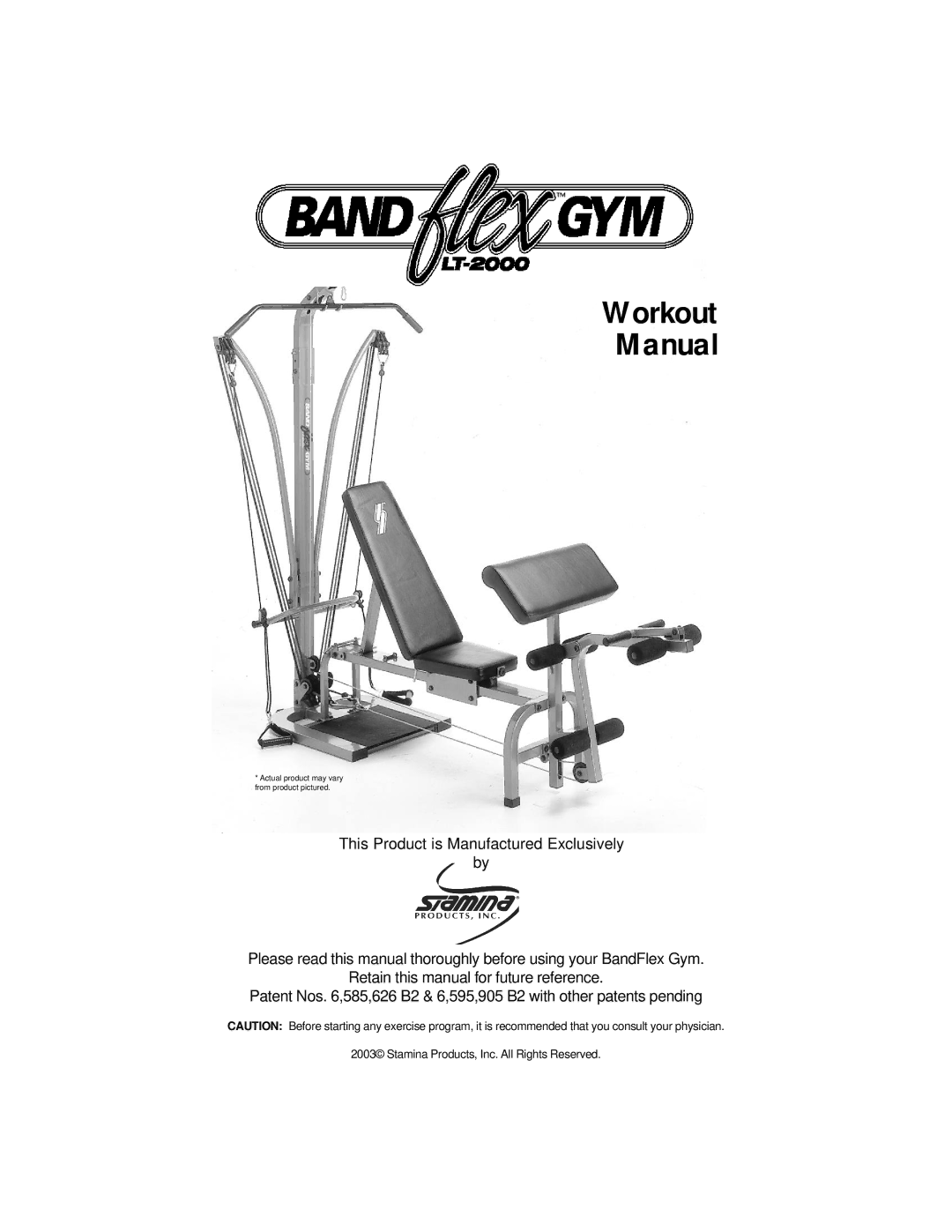 Stamina Products LT-2000 manual Workout Manual 