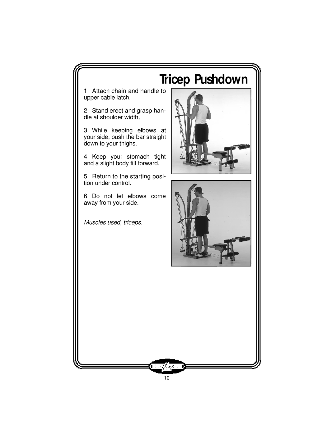 Stamina Products LT-2000 manual Tricep Pushdown 