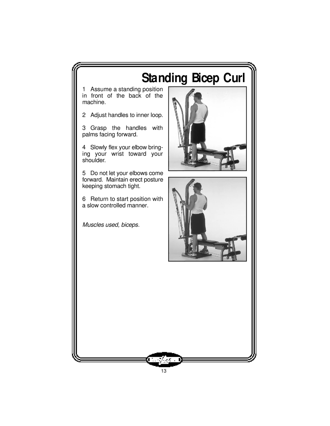 Stamina Products LT-2000 manual Standing Bicep Curl 