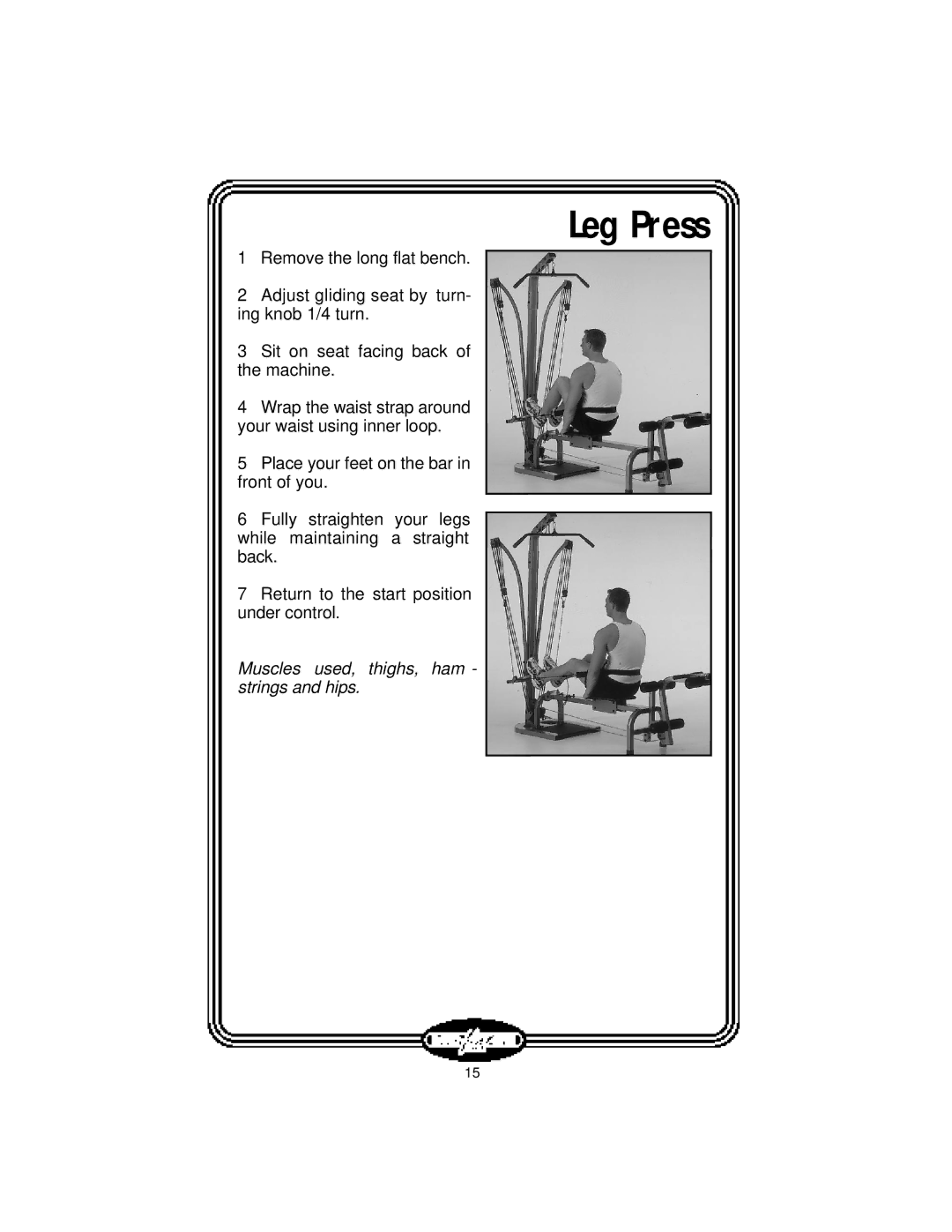 Stamina Products LT-2000 manual Leg Press 