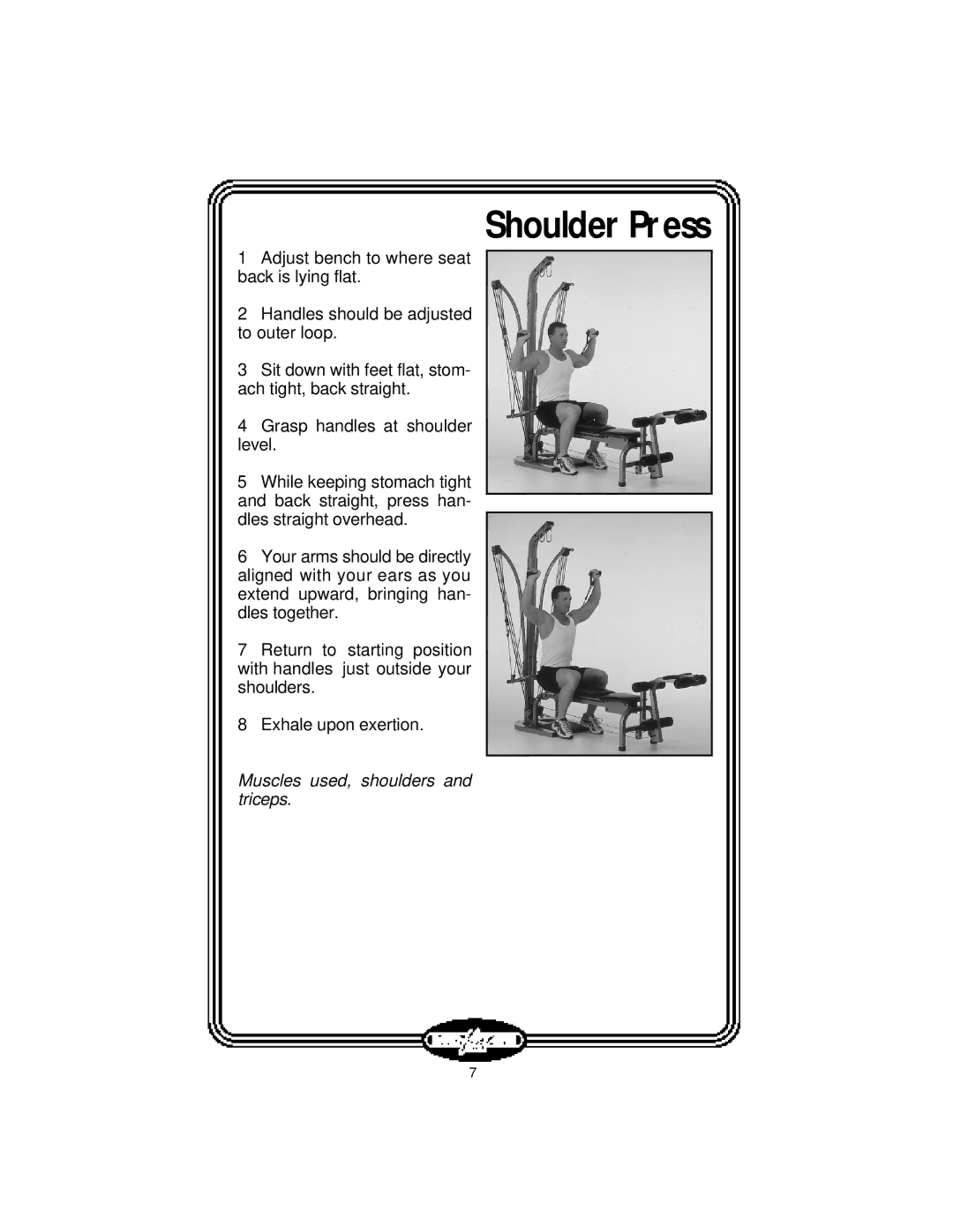 Stamina Products LT-2000 manual Shoulder Press 