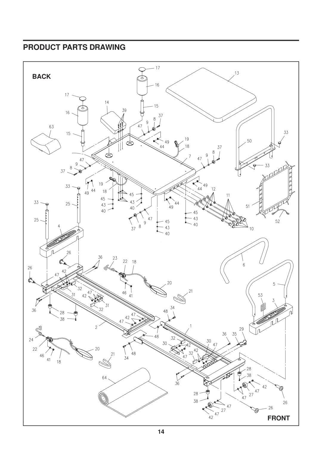 Stamina Products Premier 690 owner manual Product Parts Drawing 