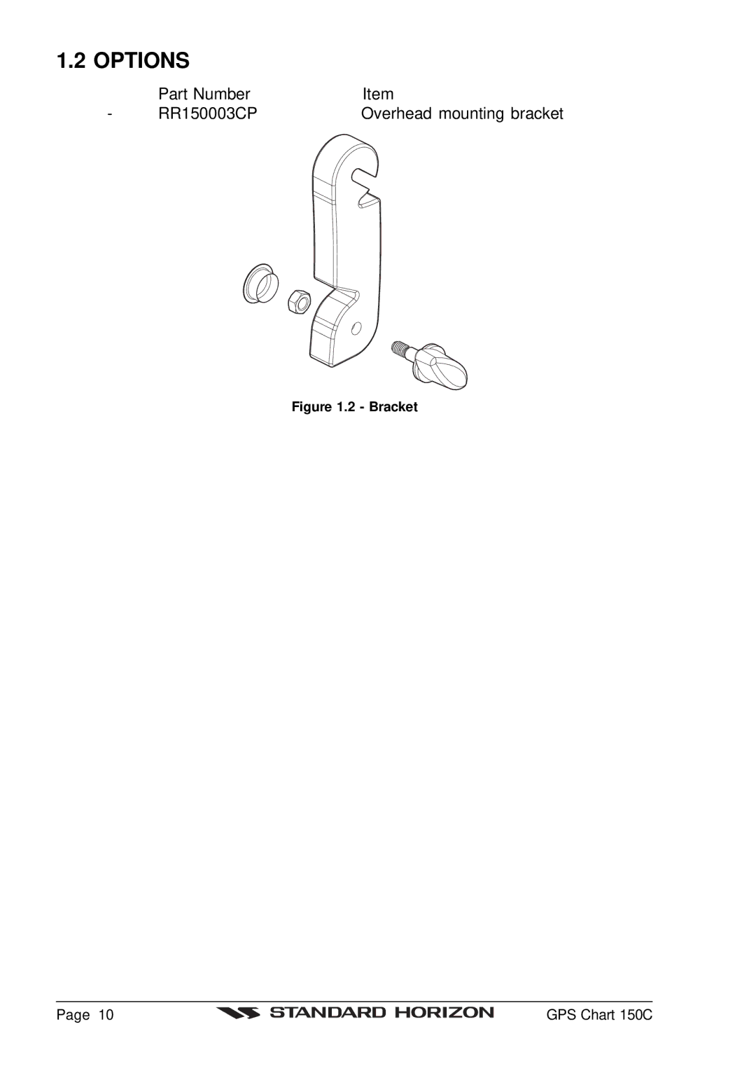 Standard Horizon CP150C owner manual Options, Bracket 