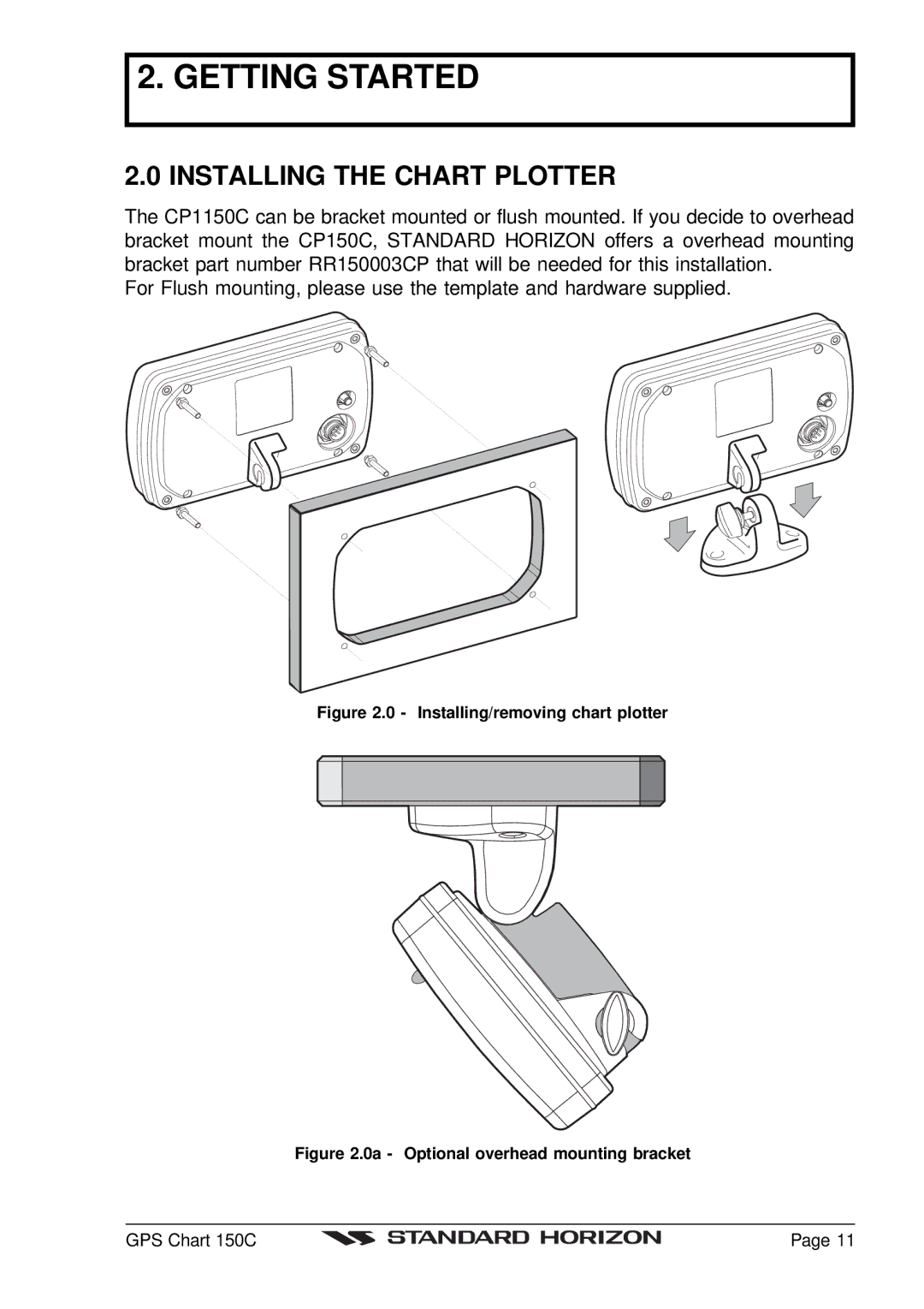 Standard Horizon CP150C owner manual Getting Started, Installing the Chart Plotter 