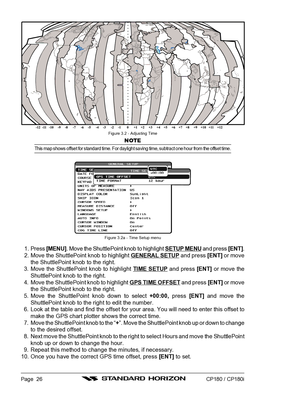 Standard Horizon CP180I owner manual Adjusting Time 