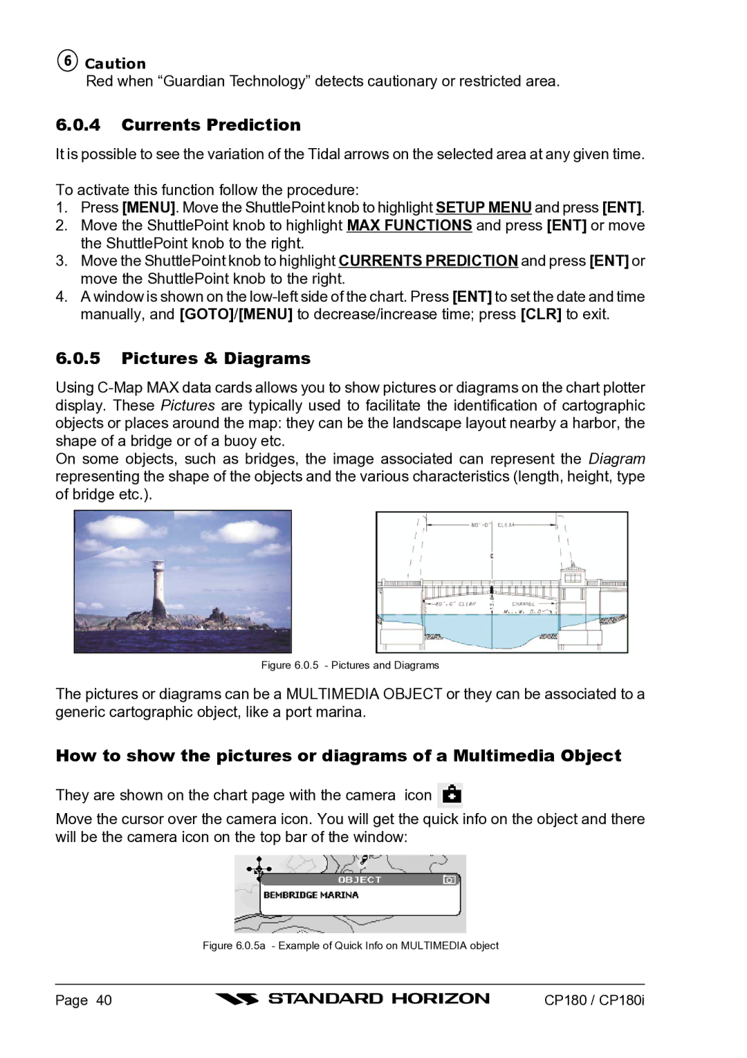 Standard Horizon CP180I owner manual Currents Prediction, Pictures & Diagrams 