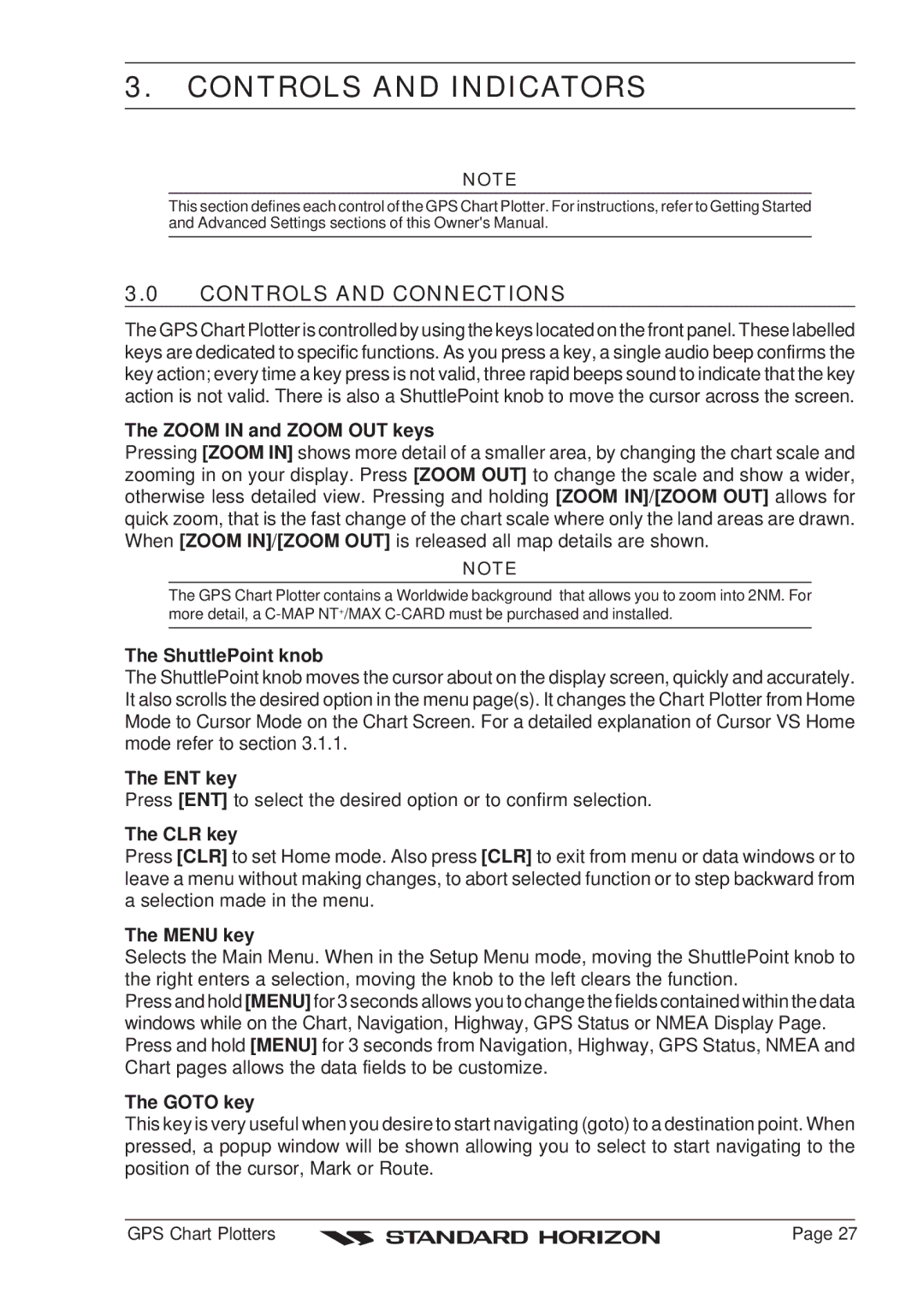 Standard Horizon CP180 owner manual Controls and Indicators, Controls and Connections 