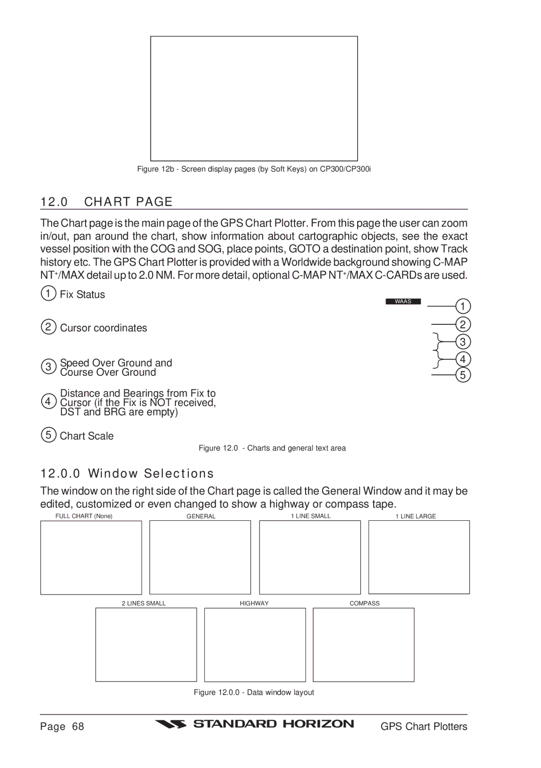 Standard Horizon CP180 owner manual Chart, Window Selections 