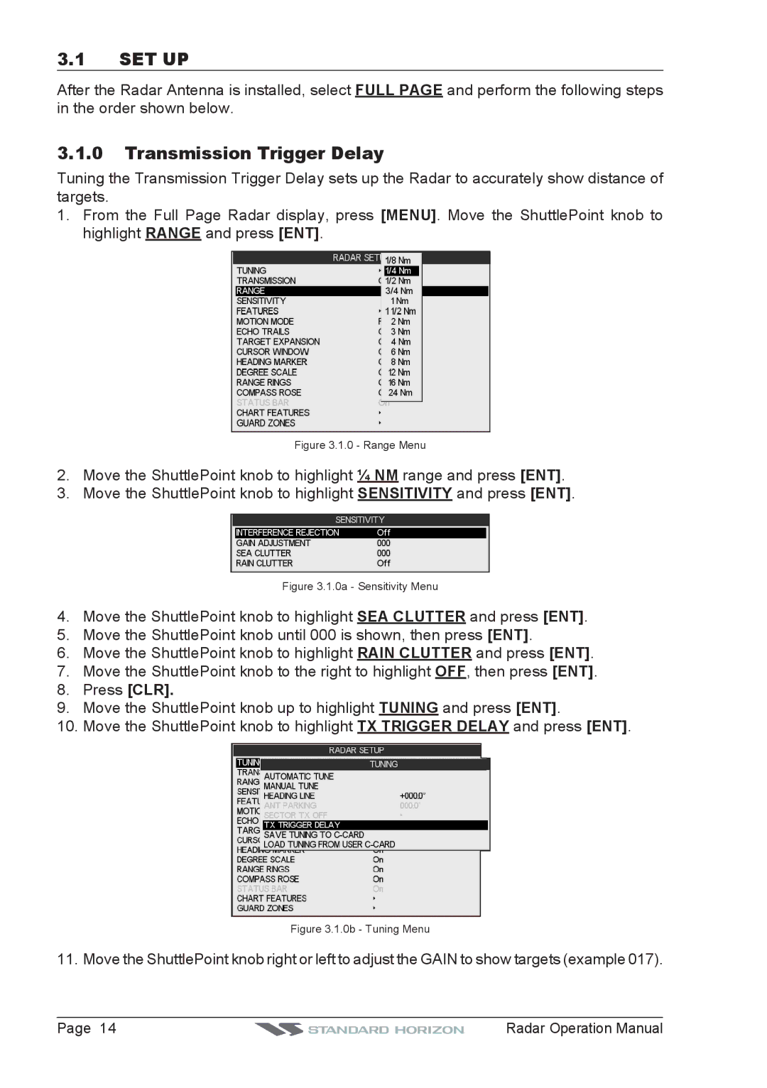 Standard Horizon CP500, CPV550, CP180I, CP300 operation manual Set Up, Transmission Trigger Delay 