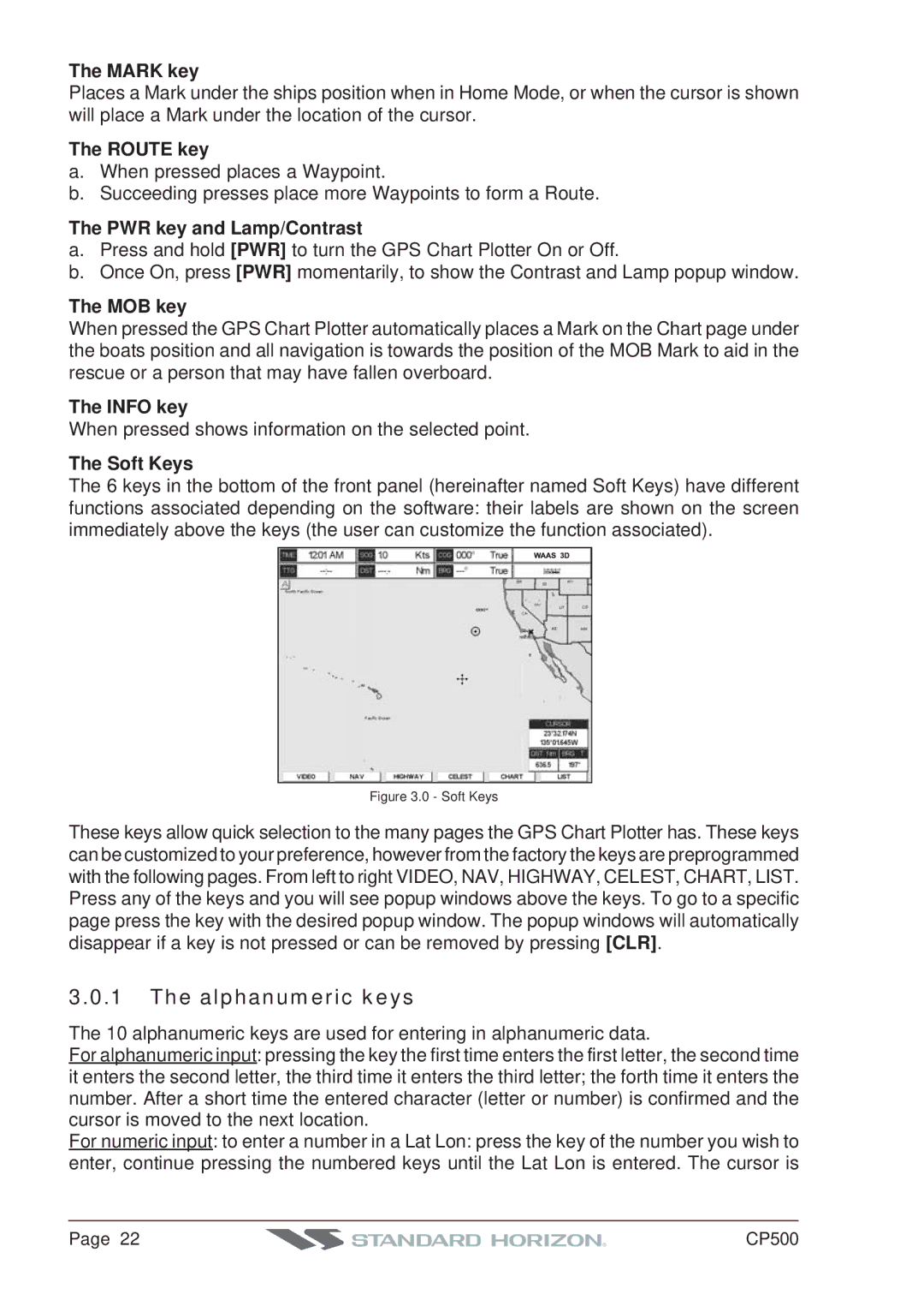 Standard Horizon CP500 owner manual Alphanumeric keys 