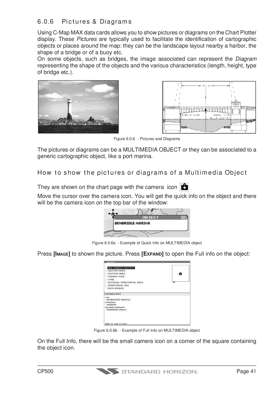 Standard Horizon CP500 owner manual Pictures & Diagrams, How to show the pictures or diagrams of a Multimedia Object 