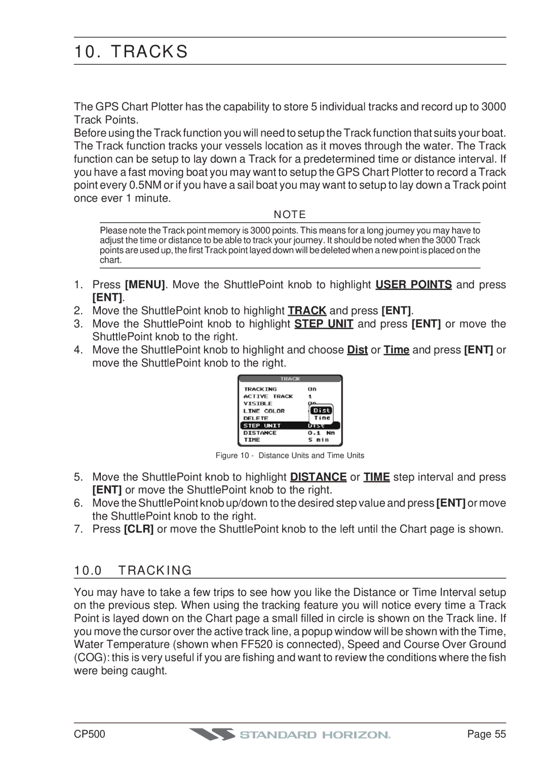 Standard Horizon CP500 owner manual Tracks, Tracking 