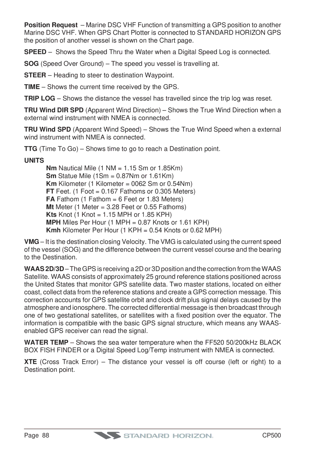 Standard Horizon CP500 owner manual 