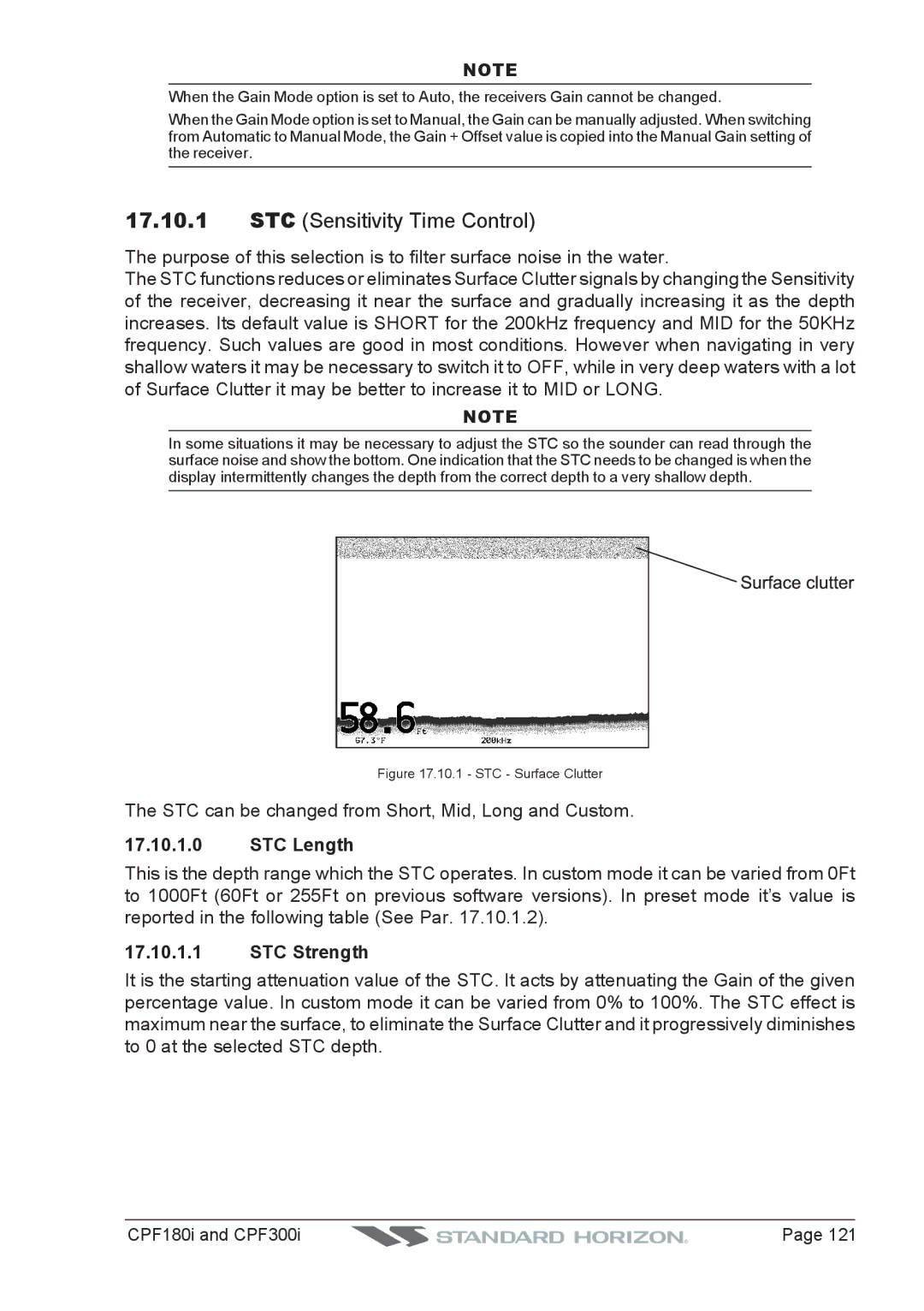 Standard Horizon CPF300I, CPF180I owner manual STC Length, STC Strength 