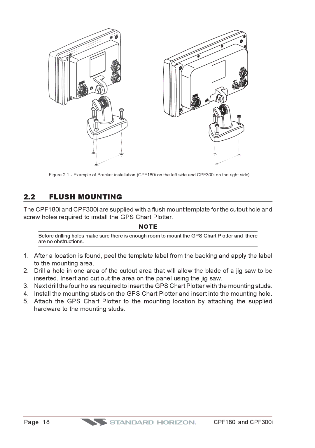 Standard Horizon CPF180I, CPF300I owner manual Flush Mounting 