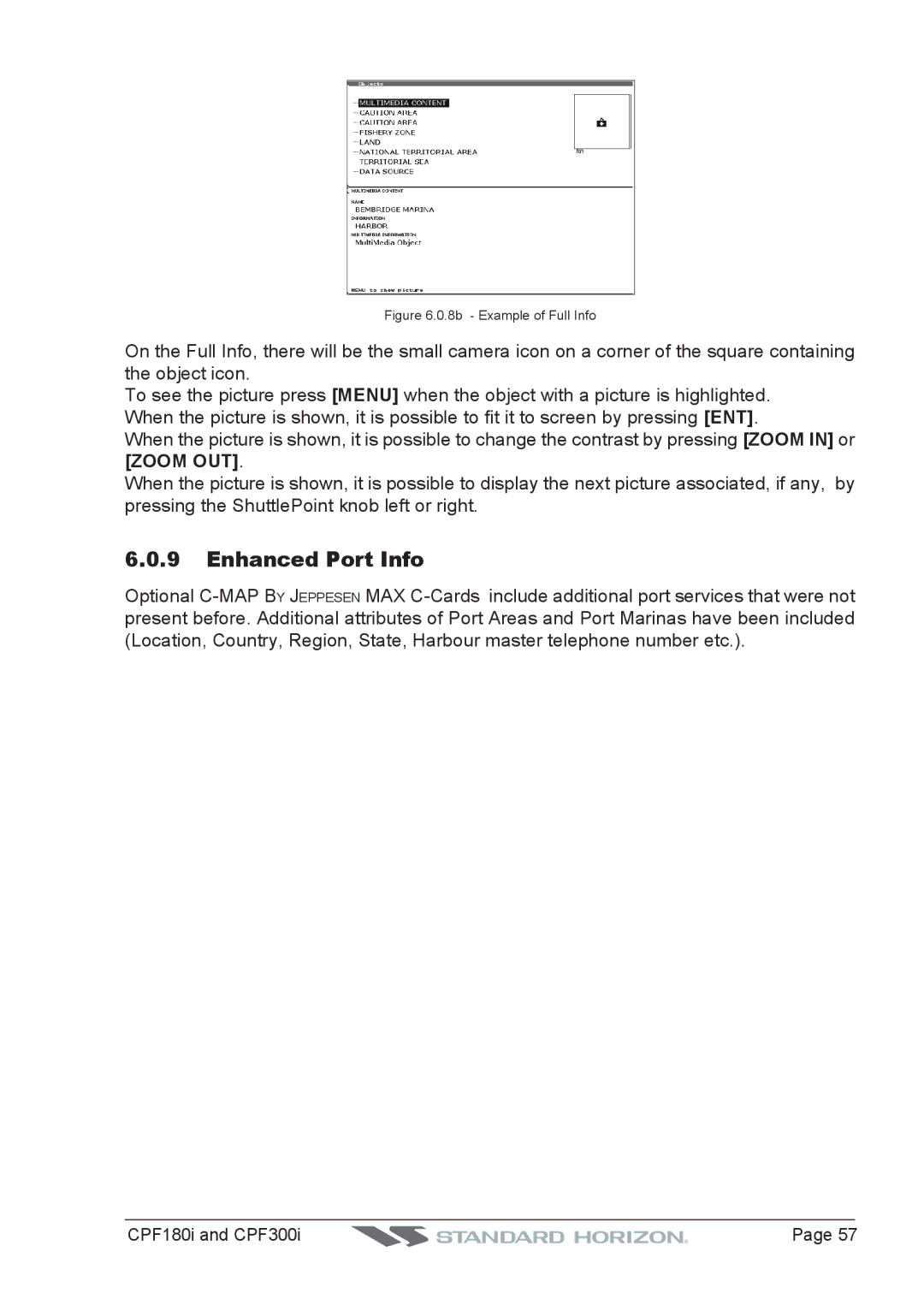 Standard Horizon CPF300I, CPF180I owner manual Enhanced Port Info, 8b Example of Full Info 