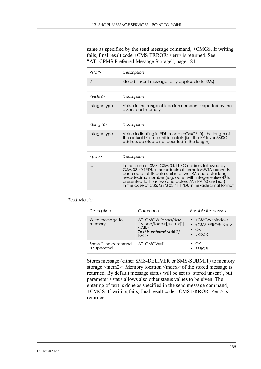 Standard Horizon GM29 manual Text Mode, Esc 