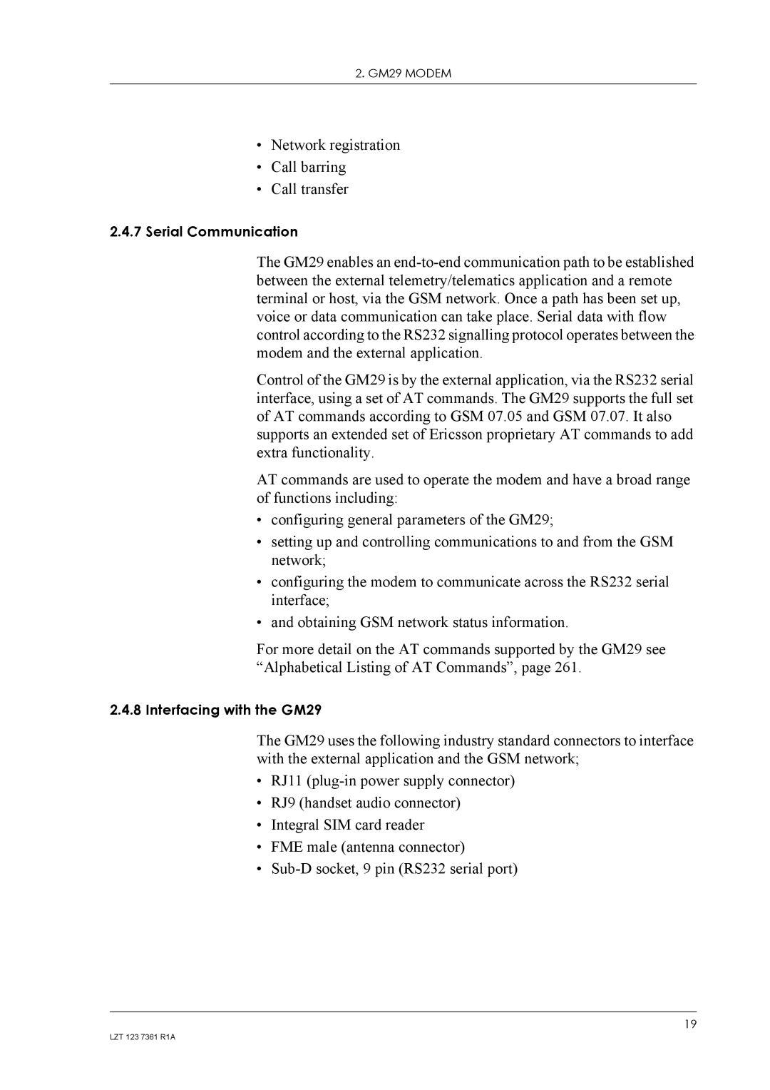 Standard Horizon GM29 manual Network registration Call barring Call transfer 