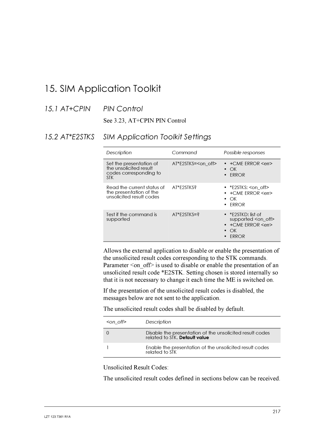 Standard Horizon GM29 manual SIM Application Toolkit, AT*E2STKS, Stk 