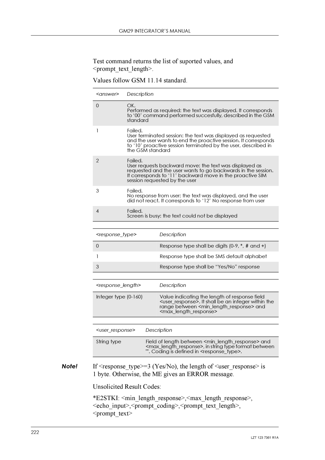 Standard Horizon GM29 manual Answer Description 