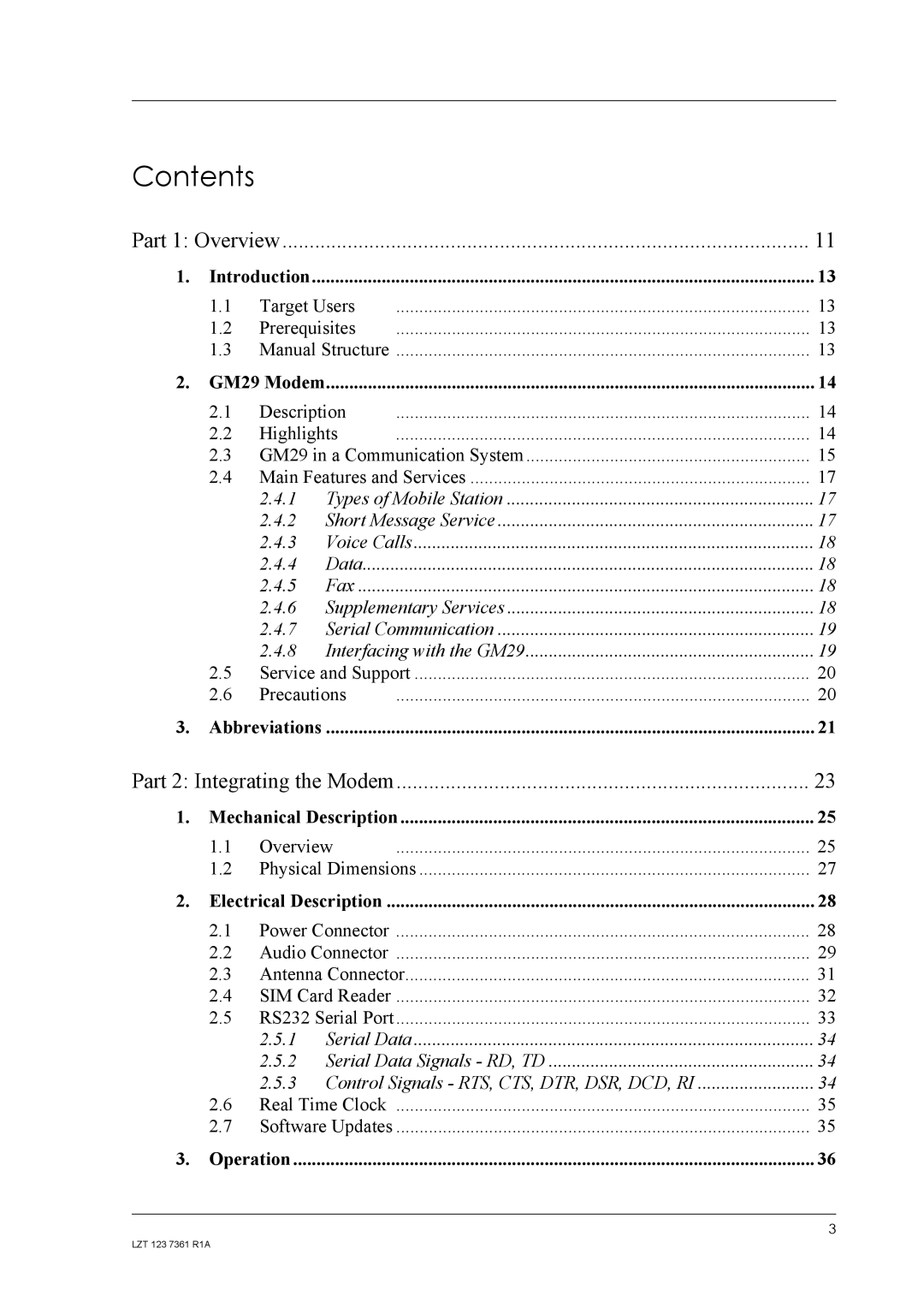 Standard Horizon GM29 manual Contents 