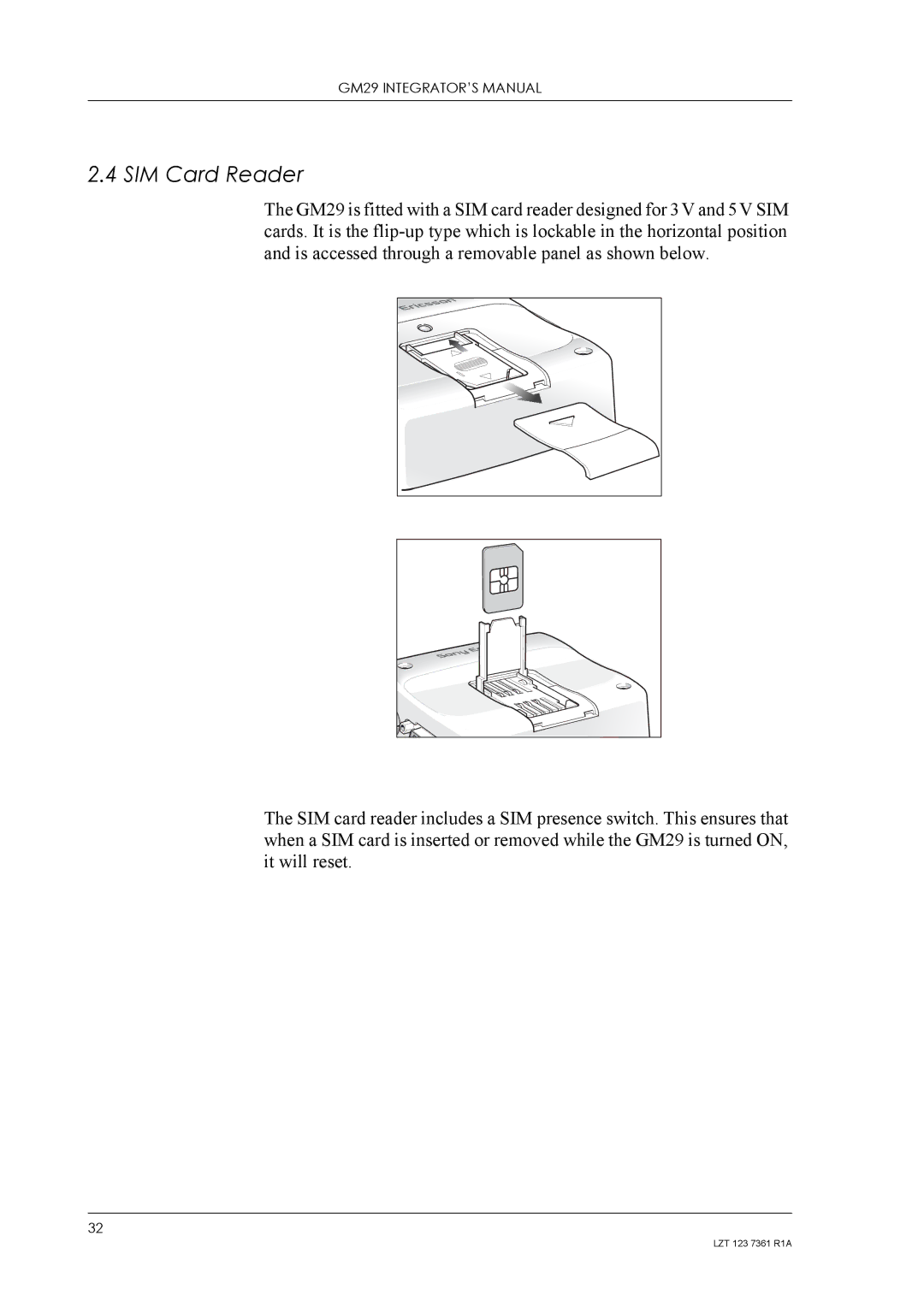 Standard Horizon GM29 manual SIM Card Reader 