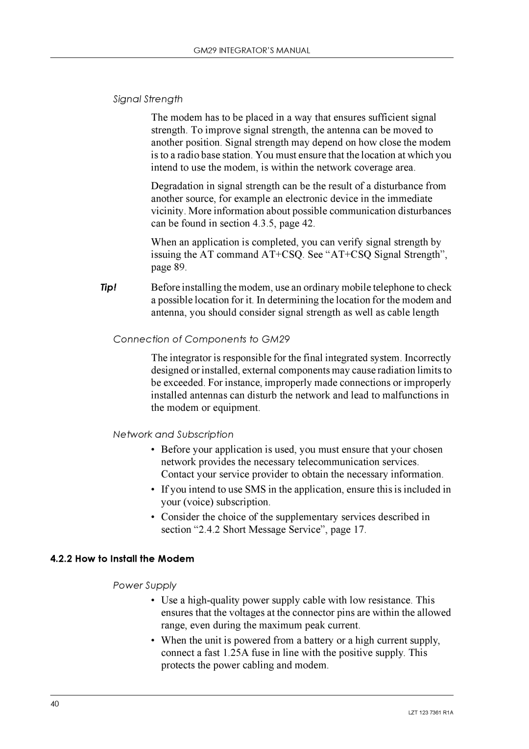 Standard Horizon GM29 manual How to Install the Modem 