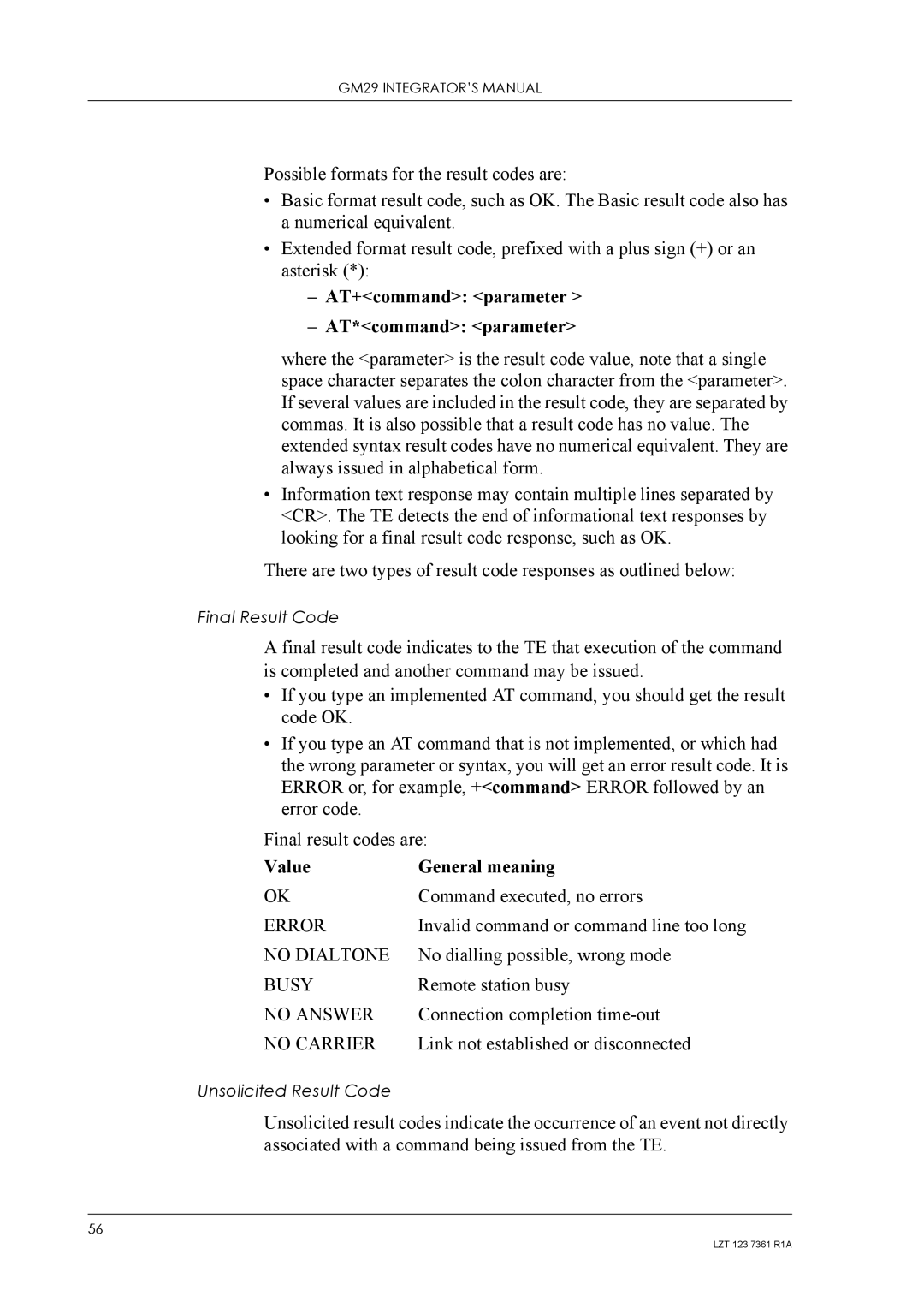 Standard Horizon GM29 manual AT+command parameter AT*command parameter 