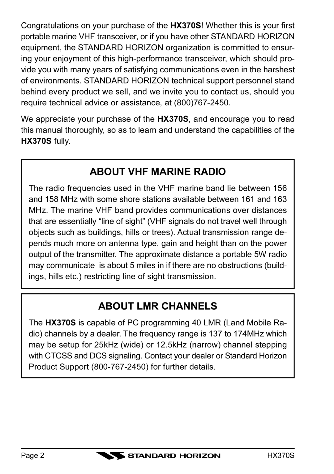 Standard Horizon HX370S owner manual About VHF Marine Radio 