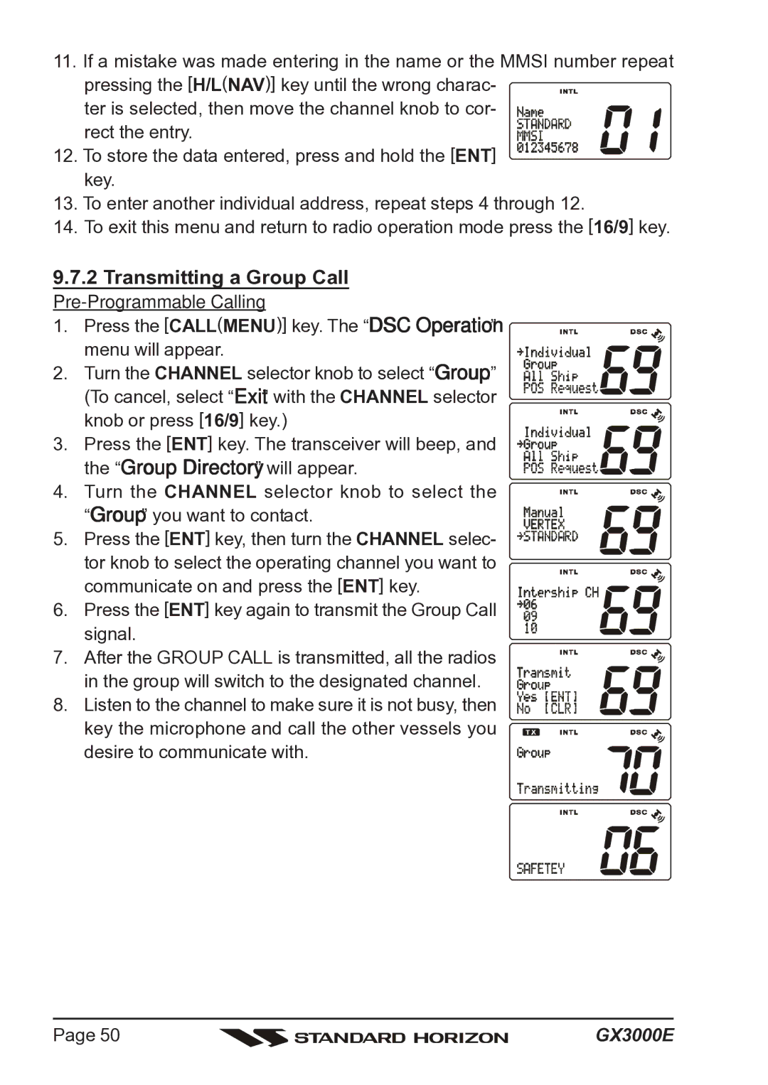 Standard Horizon Matrix GX3000E owner manual Transmitting a Group Call 