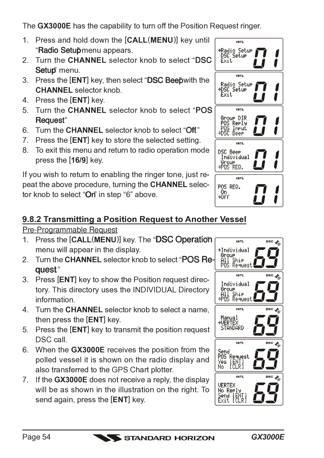 Standard Horizon Matrix GX3000E owner manual Transmitting a Position Request to Another Vessel, Pre-Programmable Request 