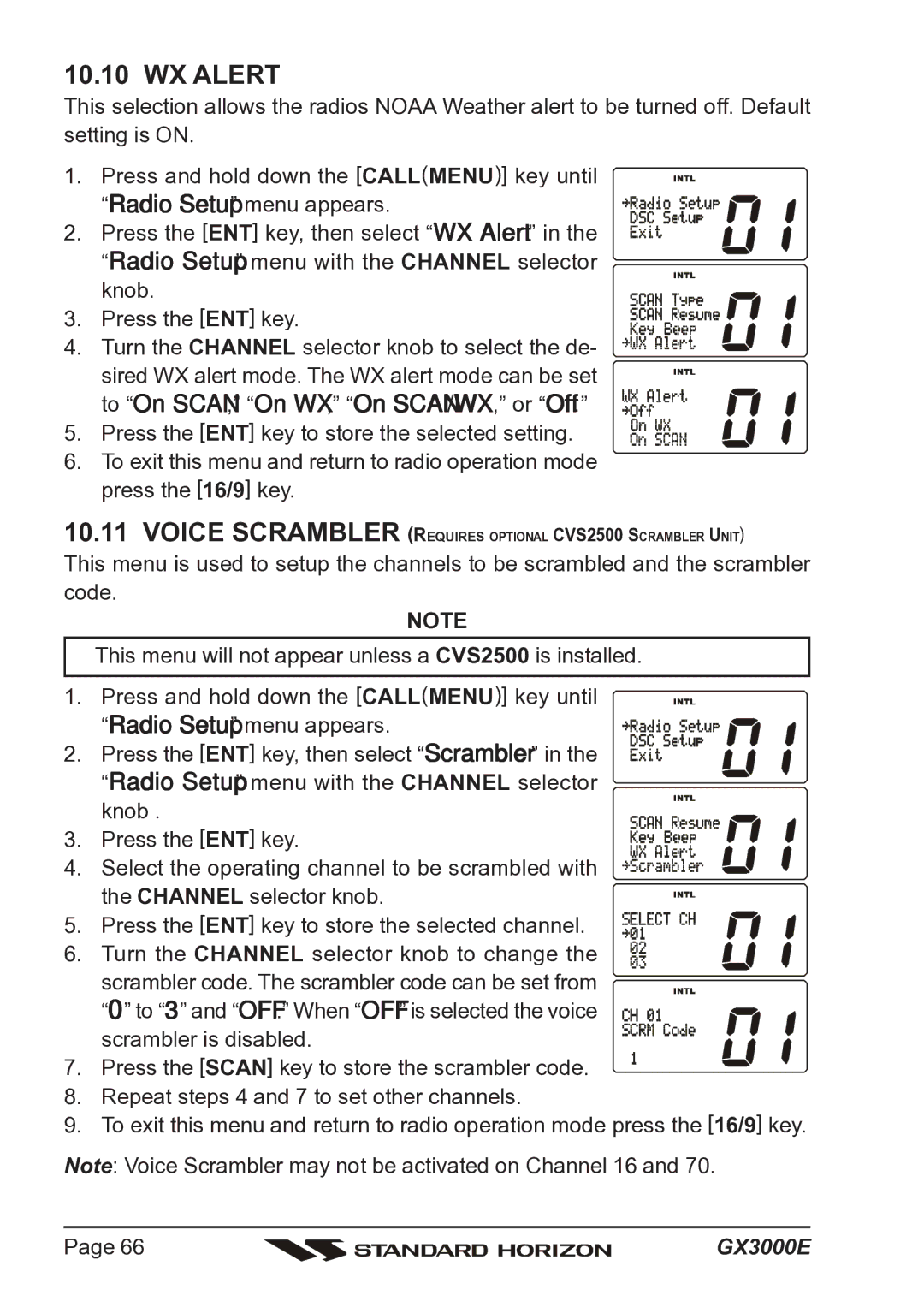 Standard Horizon Matrix GX3000E owner manual WX Alert 