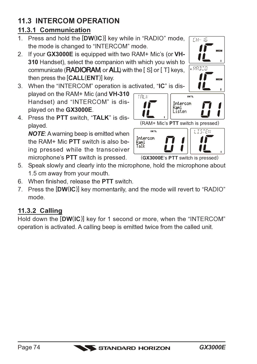 Standard Horizon Matrix GX3000E owner manual Press and hold the Dwic key while in Radio mode 