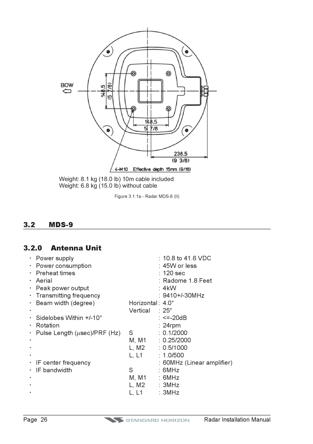 Standard Horizon MDS-10-4, MDS-10-5 manual MDS-9 Antenna Unit, 1a Radar MDS-8 